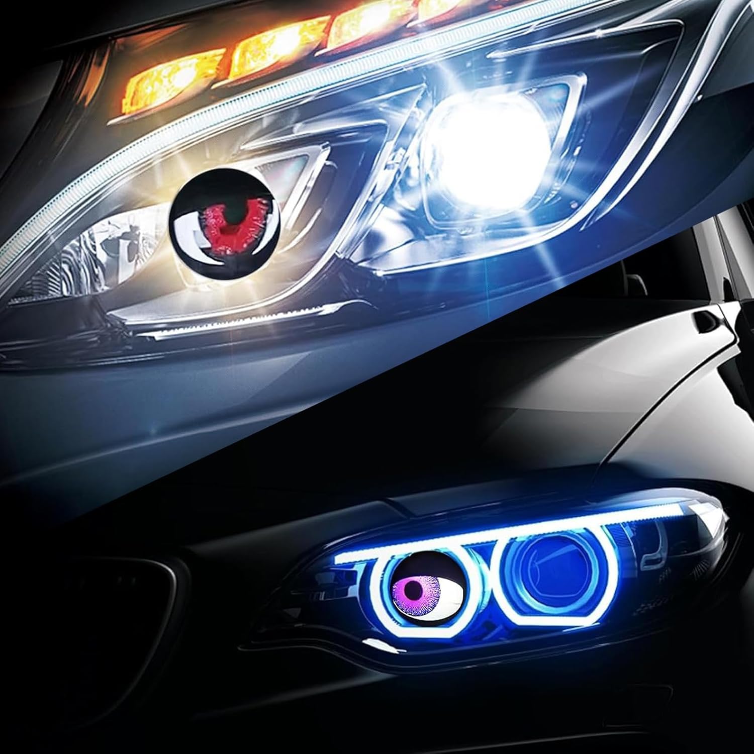 Dynamische Große Augen Nebelscheinwerfer mit Fernbedienung – Personalisierte Dekorationsscheinwerfer für Autos, Dynamische Augenform-Scheinwerfer, 6 Einstellbare Augenmuster, Für Auto- und Motorraddekoration geeignet