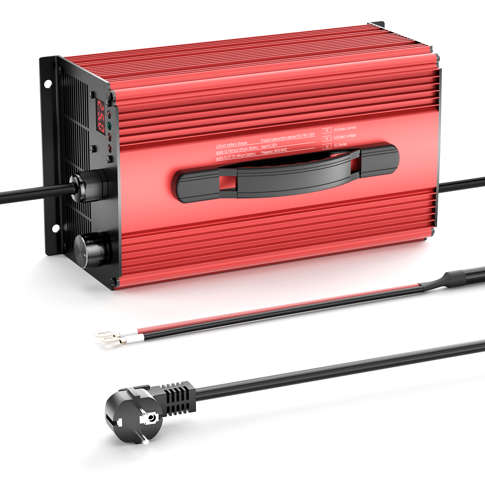 NOEIFEVO 42V 25A Litium-batterilader for 37V (36V) 10S Litium Li-ion Lipo-batteri, LCD-skjerm, justerbar strøm, lader for el-sykkel, scooter, elektrisk motorsykkel