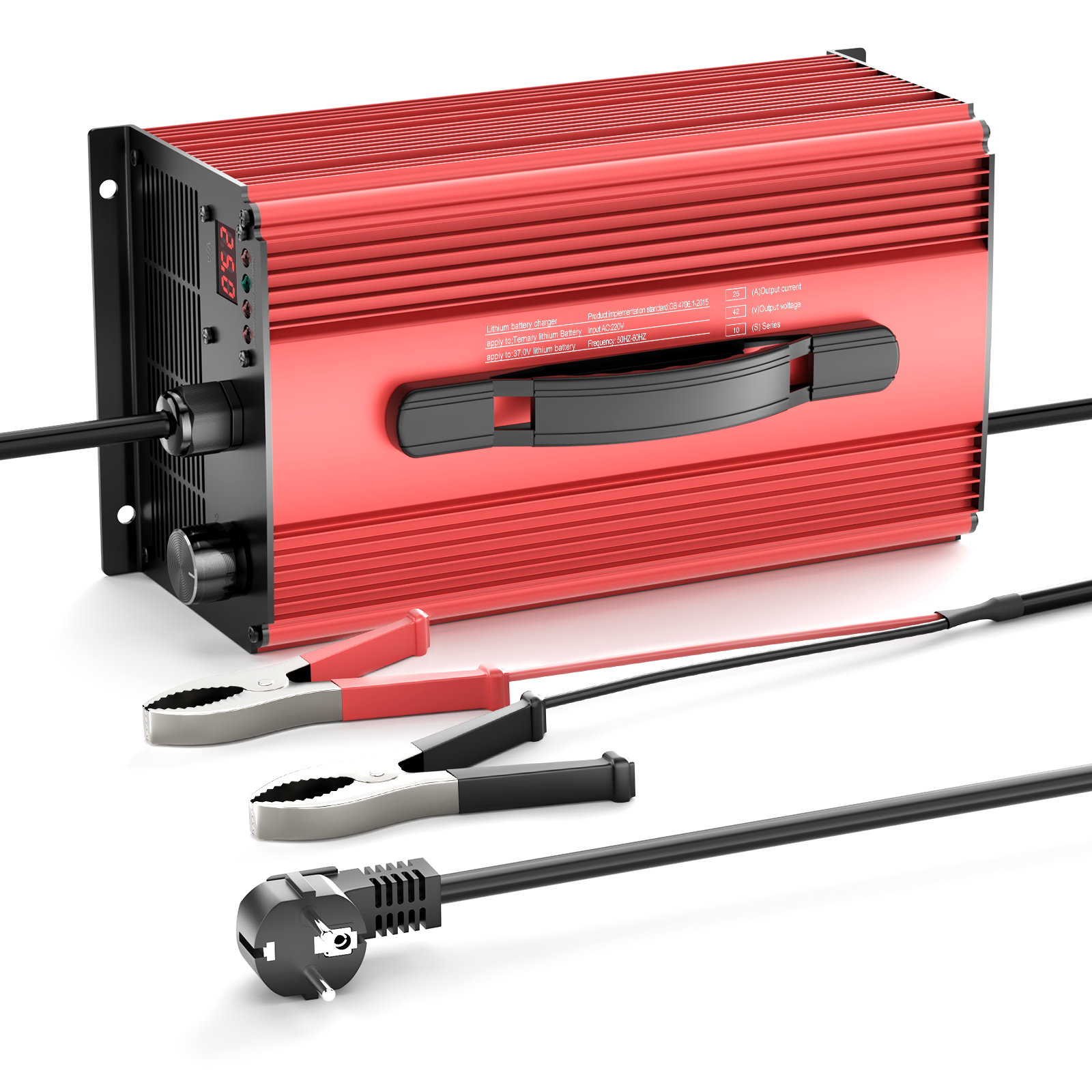 NOEIFEVO 42V 25A Litium-batterilader for 37V (36V) 10S Litium Li-ion Lipo-batteri, LCD-skjerm, justerbar strøm, lader for el-sykkel, scooter, elektrisk motorsykkel