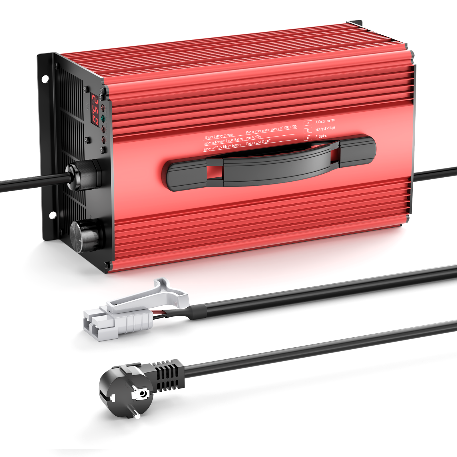 NOEIFEVO 42V 25A Litium-batterilader for 37V (36V) 10S Litium Li-ion Lipo-batteri, LCD-skjerm, justerbar strøm, lader for el-sykkel, scooter, elektrisk motorsykkel