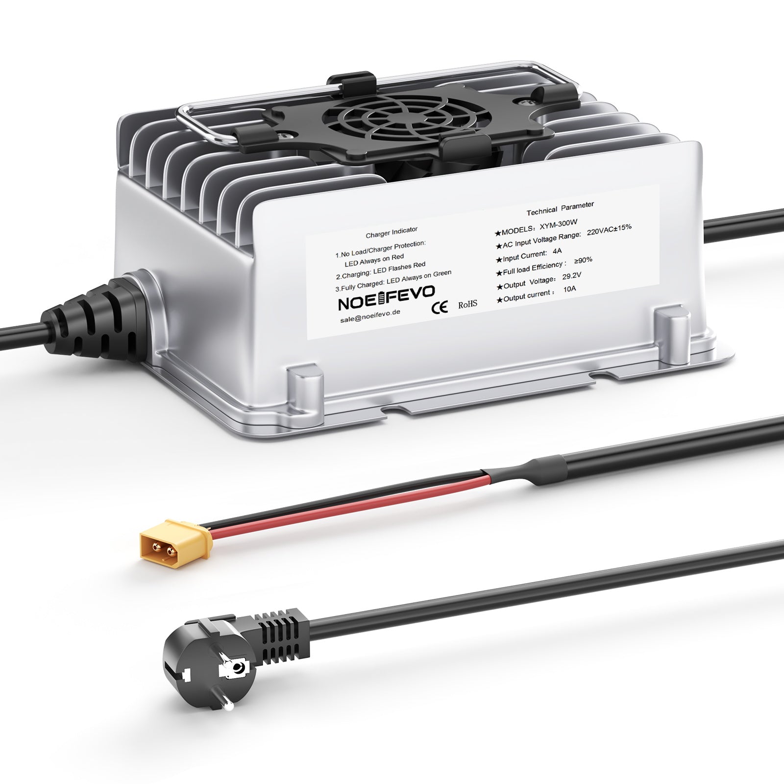 NOEIFEVO 29.2V 10A Waterproof LiFePO4 Battery Charger for 25.6V (24V) 8S LiFePO4 Batteries