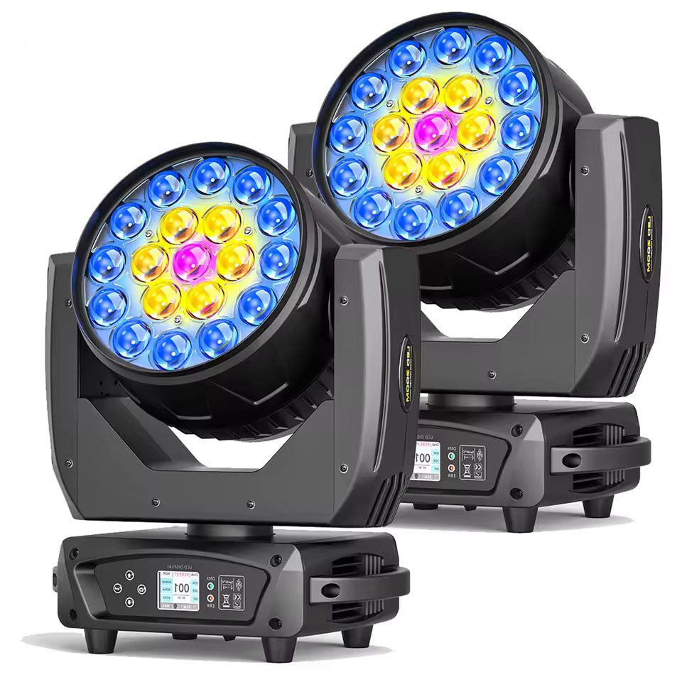 19 x 15W Beam Moving Head Party Licht, 4 in 1 RGBW LED Beleuchtung, Zoom Wash Lichter, DMX-Bühneneffektbeleuchtung für Disco, Party, Konzert und Theater