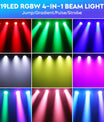 19 x 15W Beam Moving Head Party Licht, 4 in 1 RGBW LED Beleuchtung, Zoom Wash Lichter, DMX-Bühneneffektbeleuchtung für Disco, Party, Konzert und Theater