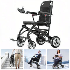 Elektrisk rullestol – 13.6kg, 300W motor, avtakbart litiumbatteri, elektromagnetisk brems, 100kg bæreevne, lett, sammenleggbar, ideell for reise og hverdag