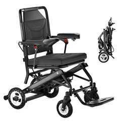 Elektrisk rullestol – 13.6kg, 300W motor, avtakbart litiumbatteri, elektromagnetisk brems, 100kg bæreevne, lett, sammenleggbar, ideell for reise og hverdag