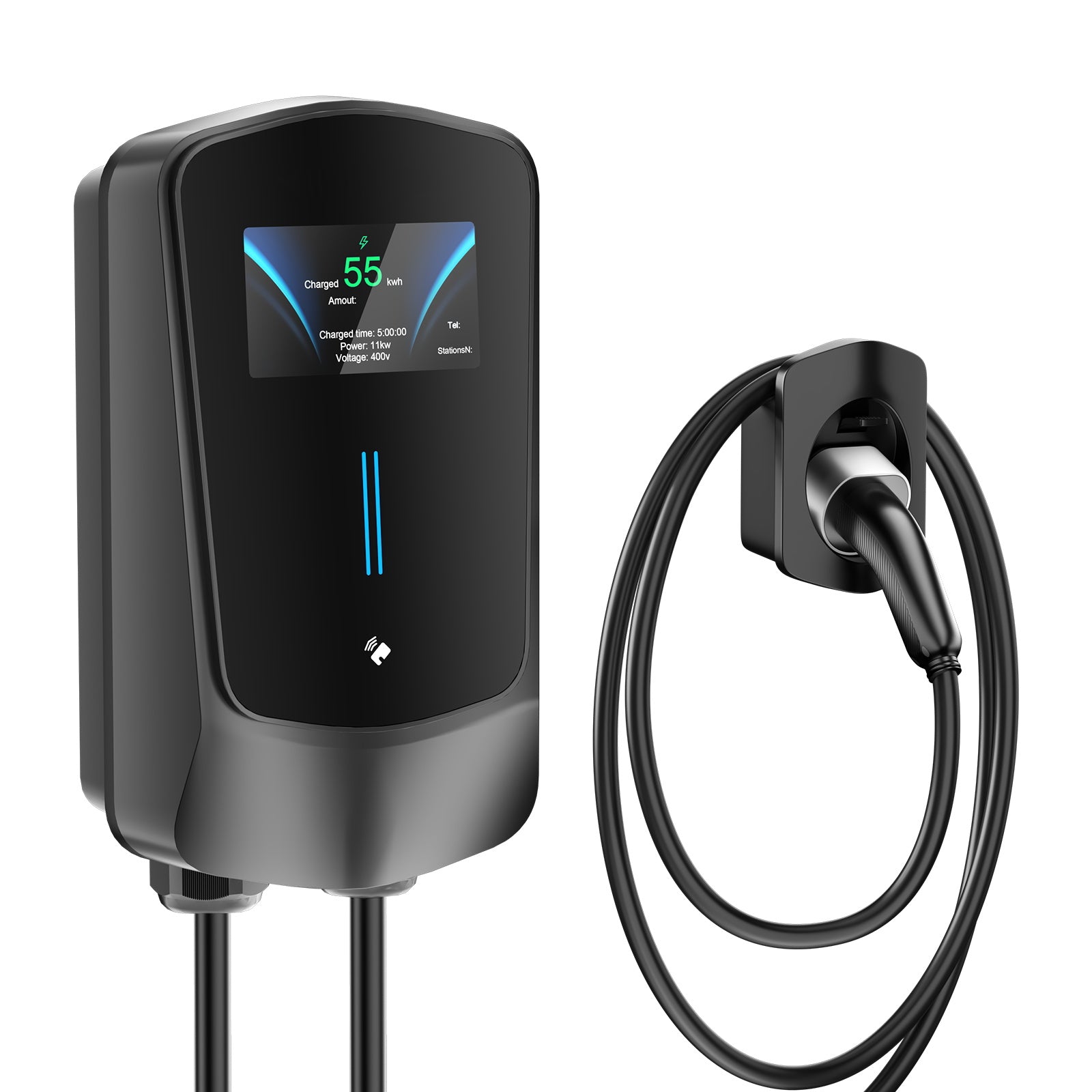 Noeifevo Q6 7KW 11KW 22KW EV wallbox ladestasjon, 5M hurtigladekabel vanntett, WiFi valgfritt