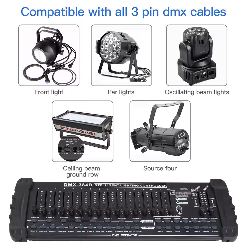 384-kanaals DMX512-lichttafel – professionele controllerconsole voor liveconcerten, KTV, dj-shows en clubs