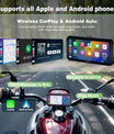 Pantalla CarPlay para motocicleta NOEIFEVO MT9B con detección de ángulo muerto, CarPlay inalámbrico y Android Auto, pantalla táctil portátil impermeable de 6.3 pulgadas, Bluetooth dual mejorado, navegación