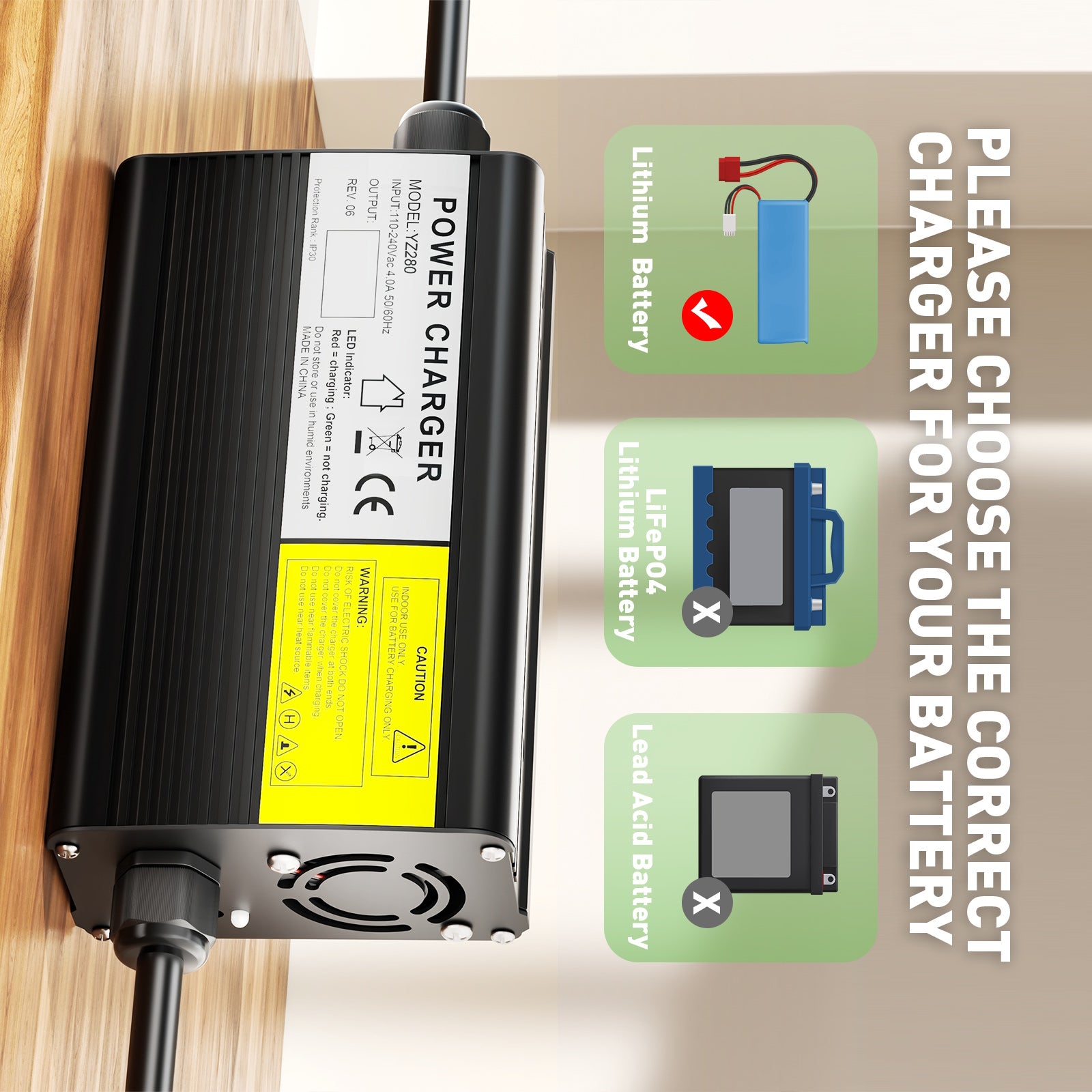 NOEIFEVO 96.6V 2.1A litiumbatterilader for 84V 85.1V 23S litiumbatteri, elsykkelscooter elektrisk enhet Motorsykkellader.