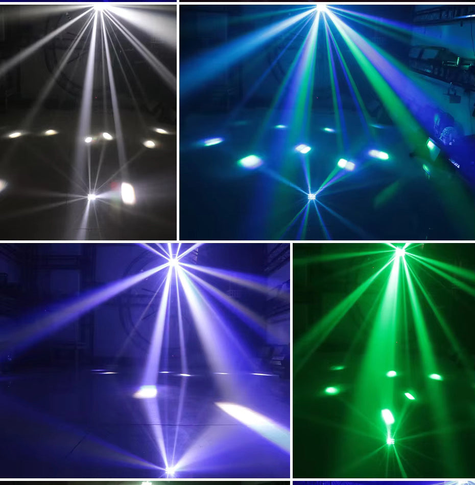 3-i-1 DMX RGBW festlys, LED-laser stroboskop disco DJ beam spot scenebelysning, danseklubb bryllup sommerfugllys