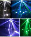 3-i-1 DMX RGBW festlys, LED-laser stroboskop disco DJ beam spot scenebelysning, danseklubb bryllup sommerfugllys