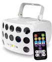 3-i-1 DMX RGBW festlys, LED-laser stroboskop disco DJ beam spot scenebelysning, danseklubb bryllup sommerfugllys