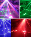3-i-1 DMX RGBW festlys, LED-laser stroboskop disco DJ beam spot scenebelysning, danseklubb bryllup sommerfugllys