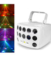 3-i-1 DMX RGBW festlys, LED-laser stroboskop disco DJ beam spot scenebelysning, danseklubb bryllup sommerfugllys