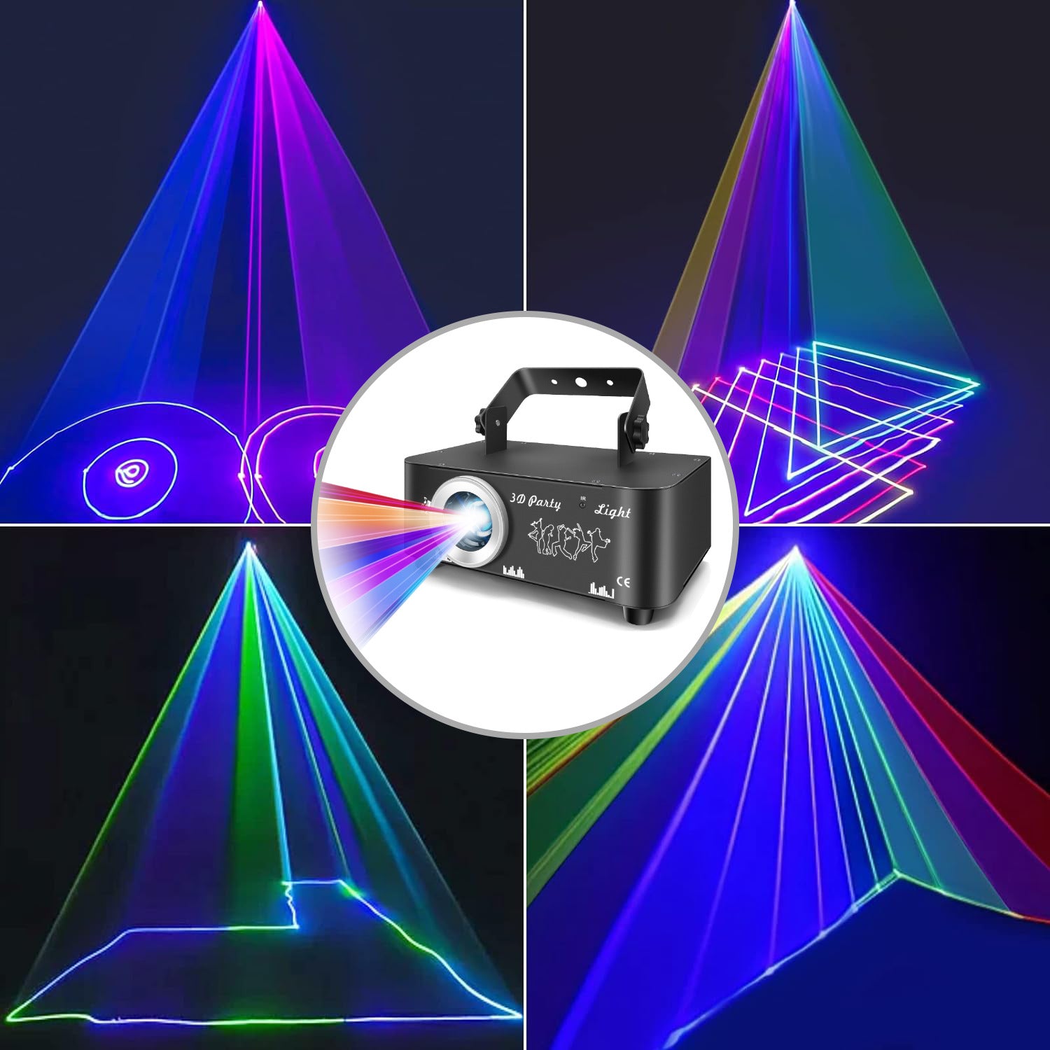 DJ Discolight-partylys, 3D RGB animations-diskolys med fjernbetjening, partylys med DMX, musikstyret beam-effekt scenelys til fest, festival, klub, scene, belysning, show
