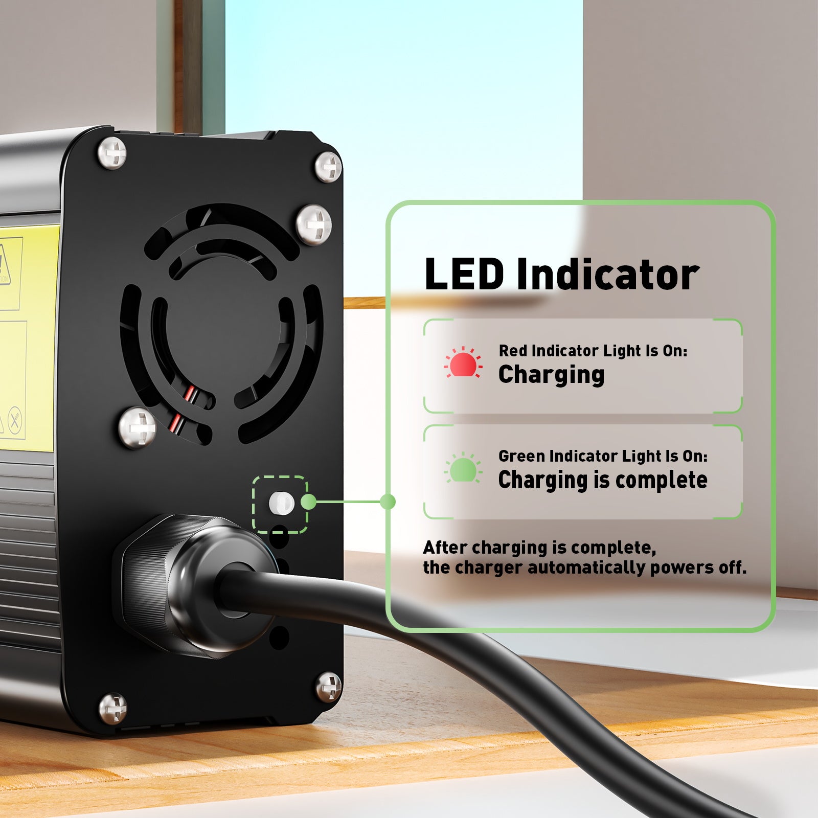 NOEIFEVO 33.6V 6A Lithium Batterilader for 30V 29.6V 8S Batteri, E-Sykkel Scooter Elektrisk Device Motorsykkellader.