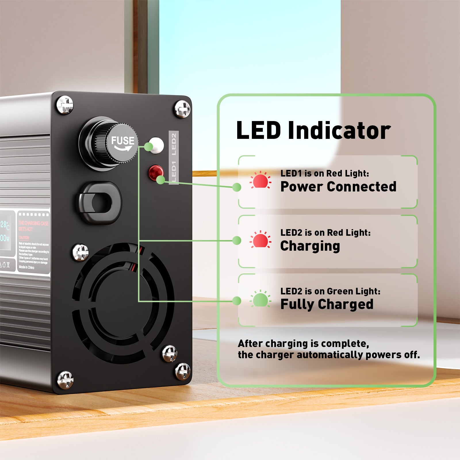 NOEIFEVO 67.2V 4A litiumlader for 16S 59.2V Ebike scooter batteri, LED display, aluminiumshus, vifte