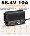 NOEIFEVO 58.4V 10A LiFePO4 batterioplader til 51.2V(48V) 16S lithiumbatteri til golfvogne, autocampere og elektriske fiskemotorer