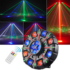 180W 8-Arm-Beam-Partylicht Bühnenbeleuchtung, 4-in-1 RGBW LED-Effektleuchte DMX512 für DJ, Disco-Party, KTV, Konzert, Nachtclub