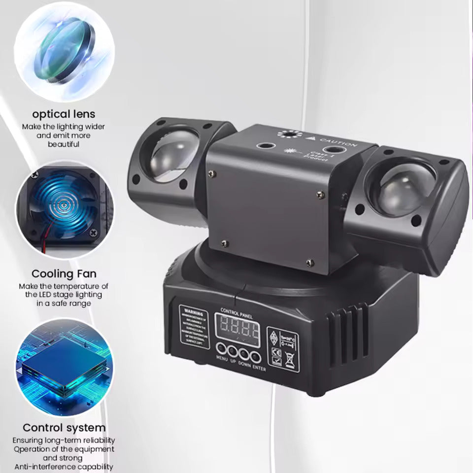 36W Disco-Licht 2-Arm LED Moving Head RGBW Partylicht mit Bienenauge, DMX512 Beam Bühnenbeleuchtung für Nachtclub, Bar, KTV