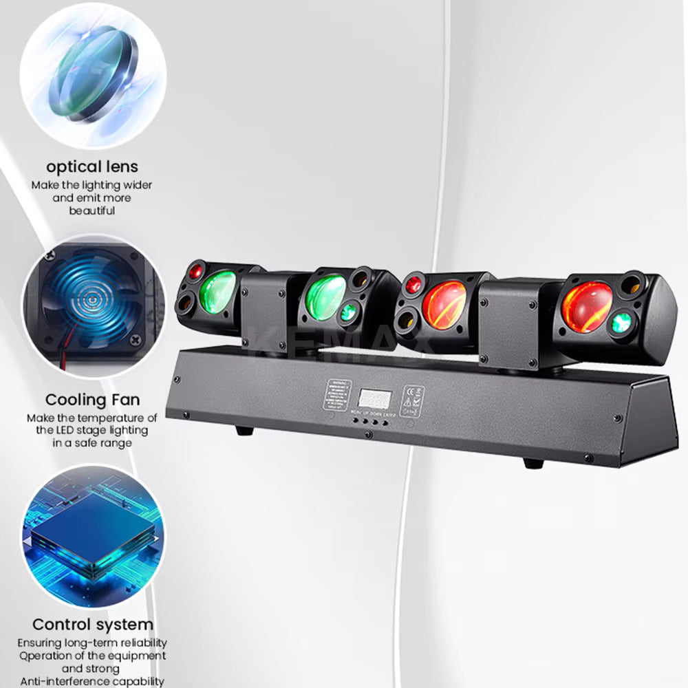 80W Disco Party Lichtanlage, RGBW LED Moving Head Scheinwerfer mit zwei beweglichen Köpfen, Fernbedienung, DMX512-DJ-Equipment, Bühnenbeleuchtung für Events, Clubs und Weihnachten
