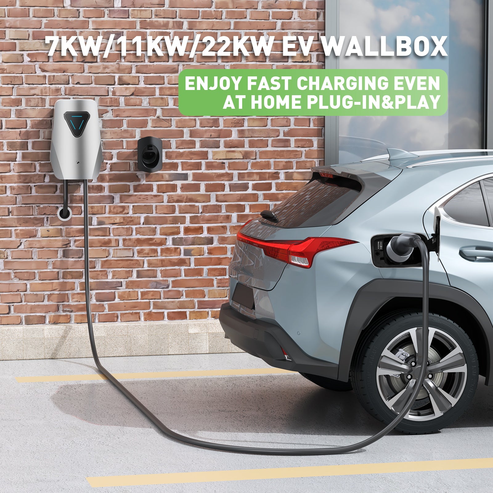 Noeifevo Q5 7KW 11KW 22KW EV Wallbox Ladestasjon Type 2 5M DC6mA RCD-beskyttelse