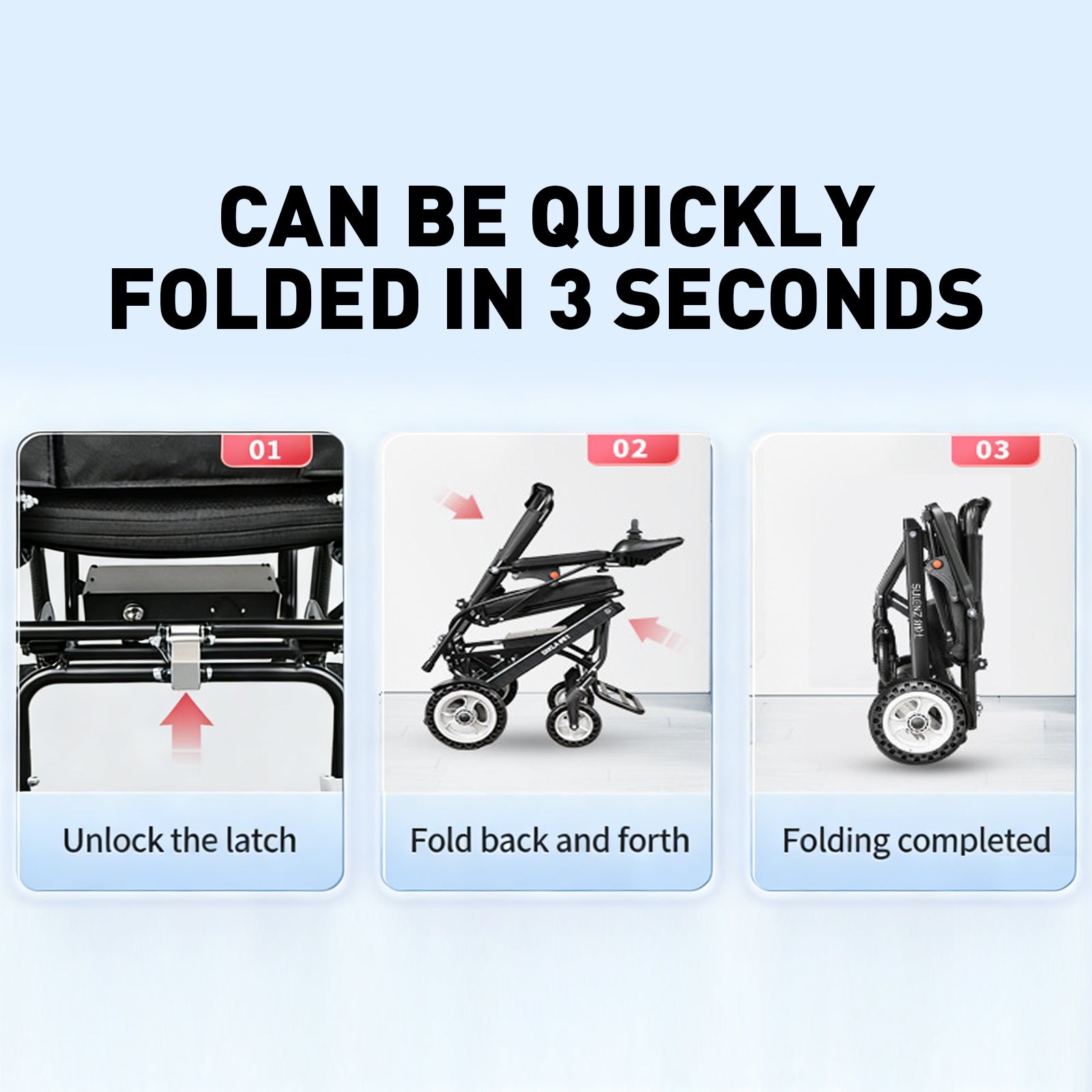 Elektrisk rullestol – 13.6kg, 300W motor, avtakbart litiumbatteri, elektromagnetisk brems, 100kg bæreevne, lett, sammenleggbar, ideell for reise og hverdag