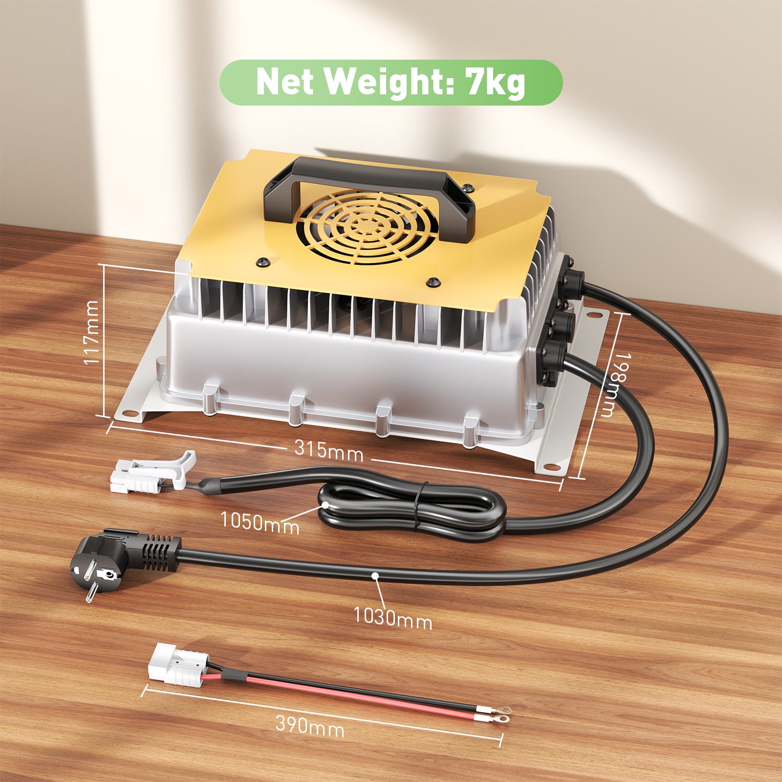 NOEIFEVO 58.4V 50A LiFePO4 batterilader for 51.2V (48V) 16S LiFePO4 batteri, vanntett, 0V BMS aktivert