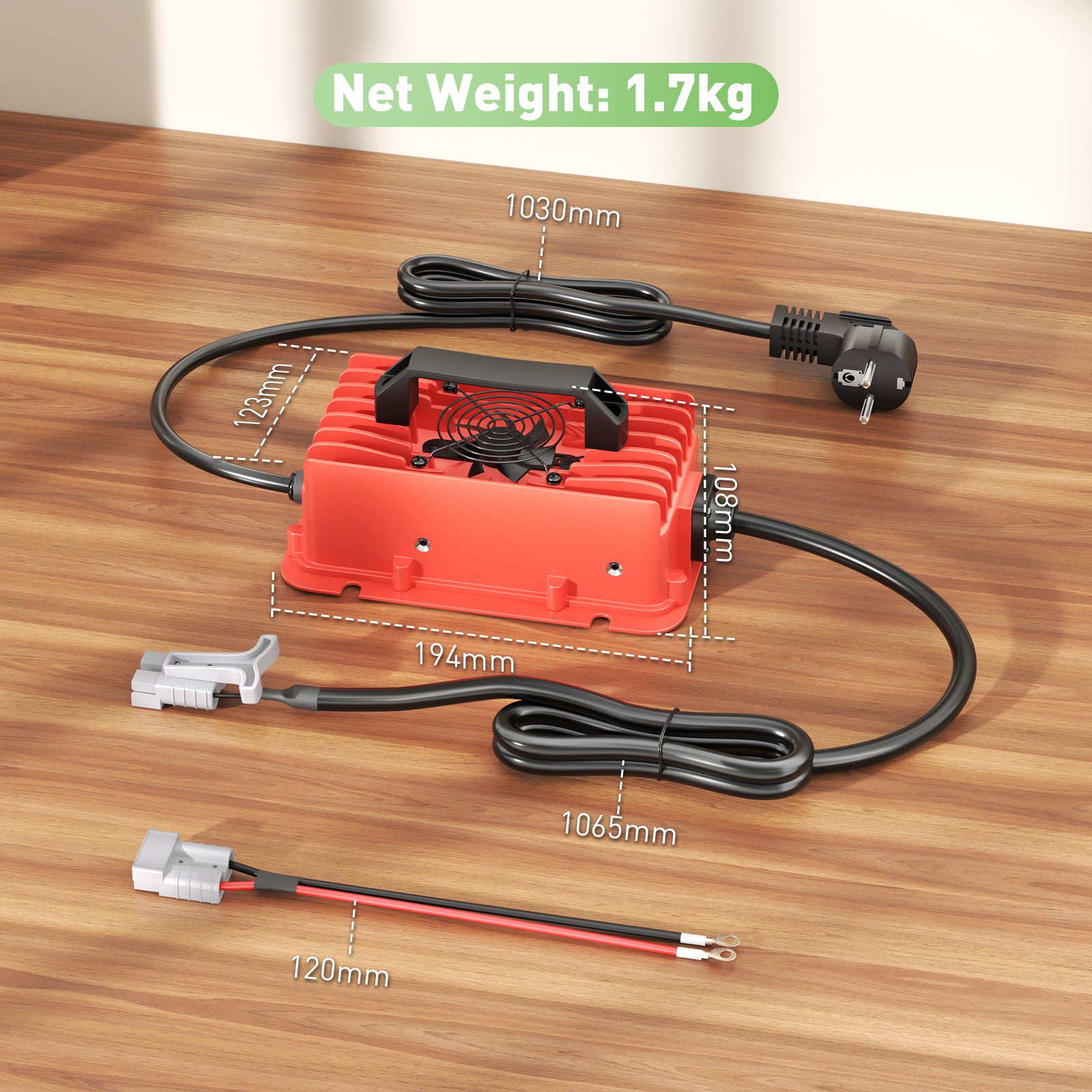 NOEIFEVO 29.2V 20A Waterproof LiFePO4 Battery Charger for 25.6V (24V) 8S Lithium Battery, 0V BMS Activation, with Full Protection