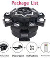 Holofote Moving Head 200W com 8 braços, efeito olho de abelha, iluminação de palco para DJ com suporte DMX512, luz de festa LED RGBW 4-em-1 com controlo remoto para casamentos, bares, clubes e discotecas.