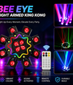 Holofote Moving Head 200W com 8 braços, efeito olho de abelha, iluminação de palco para DJ com suporte DMX512, luz de festa LED RGBW 4-em-1 com controlo remoto para casamentos, bares, clubes e discotecas.