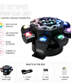 Holofote Moving Head 200W com 8 braços, efeito olho de abelha, iluminação de palco para DJ com suporte DMX512, luz de festa LED RGBW 4-em-1 com controlo remoto para casamentos, bares, clubes e discotecas.
