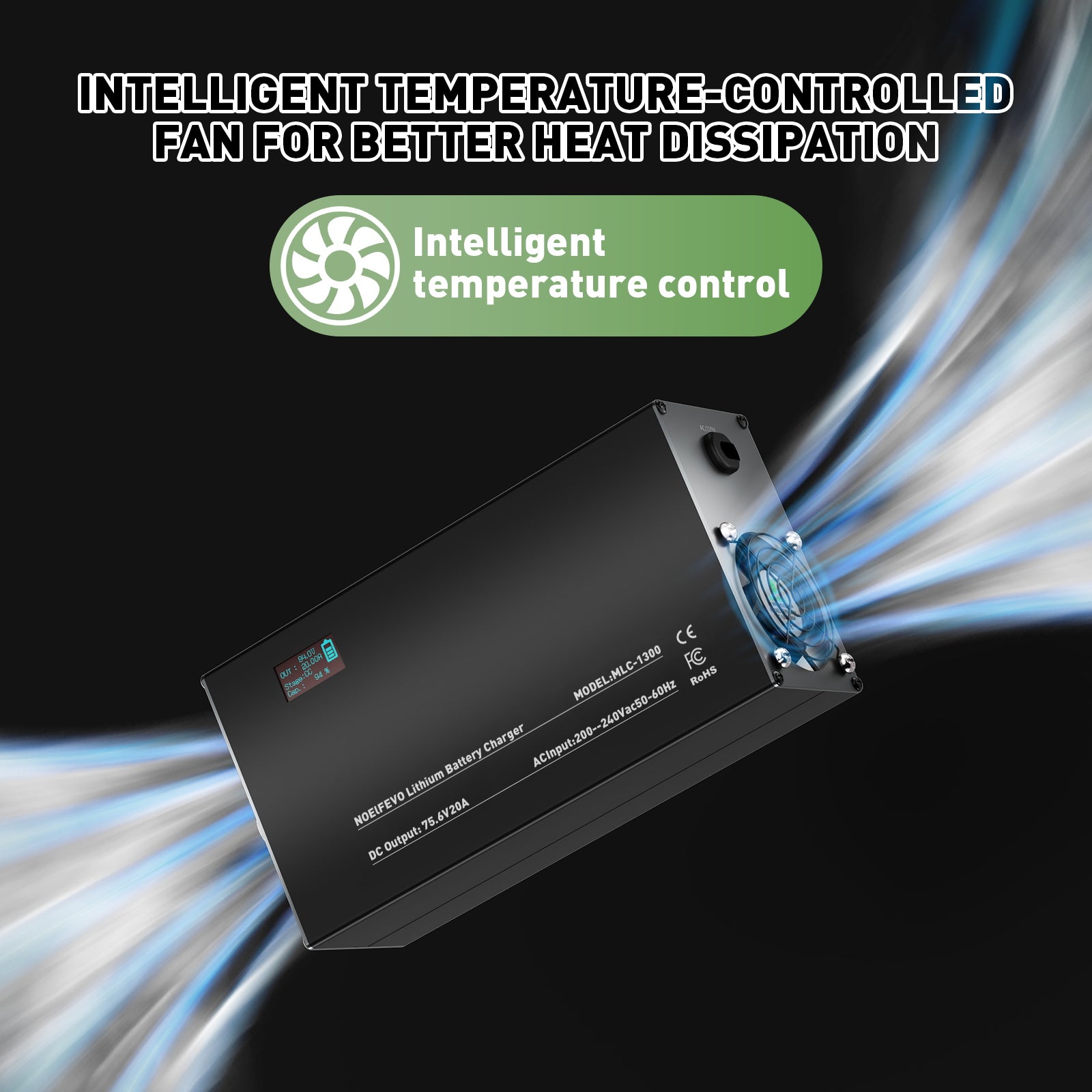 NOEIFEVO 84V 2-20A Caricabatterie per batterie al litio 74V 20S Li-Ion-Lipo, con display LCD, corrente regolabile, caricabatterie per e-bike, scooter, moto elettriche