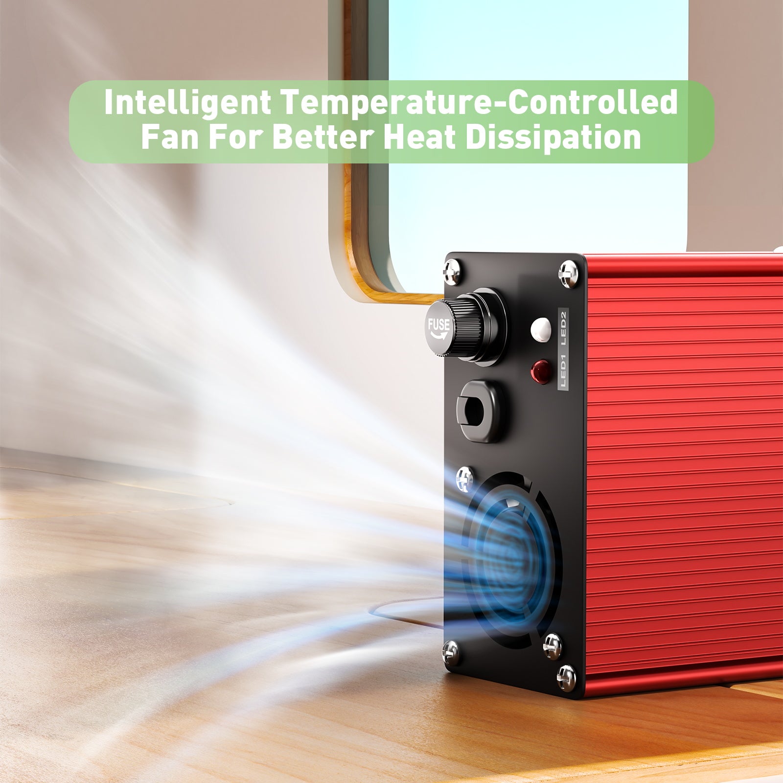 NOEIFEVO 58.4V 2A 2.5A 3A LiFePO4 Batterie-Ladegerät für 16S 48V 51.2V LiFePO4 Batterie, Kühlventilator, automatischer Abschaltung（RED）
