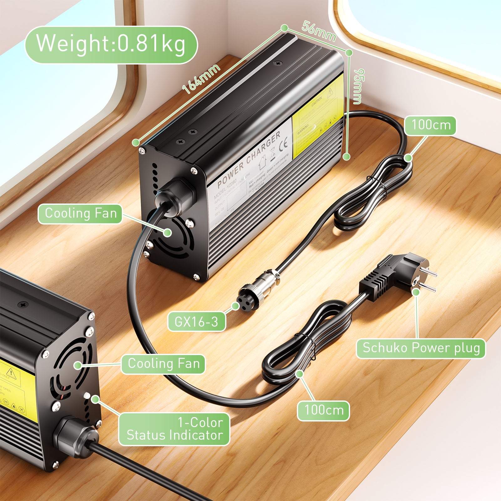 NOEIFEVO 69V-73.5V 3A bly-syre batterilader for 60V bly-syre batteri, e-sykkel scooter elektrisk enhet motorsykkel lader.