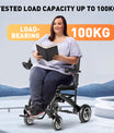 Elektrisk rullestol – 13.6kg, 300W motor, avtakbart litiumbatteri, elektromagnetisk brems, 100kg bæreevne, lett, sammenleggbar, ideell for reise og hverdag