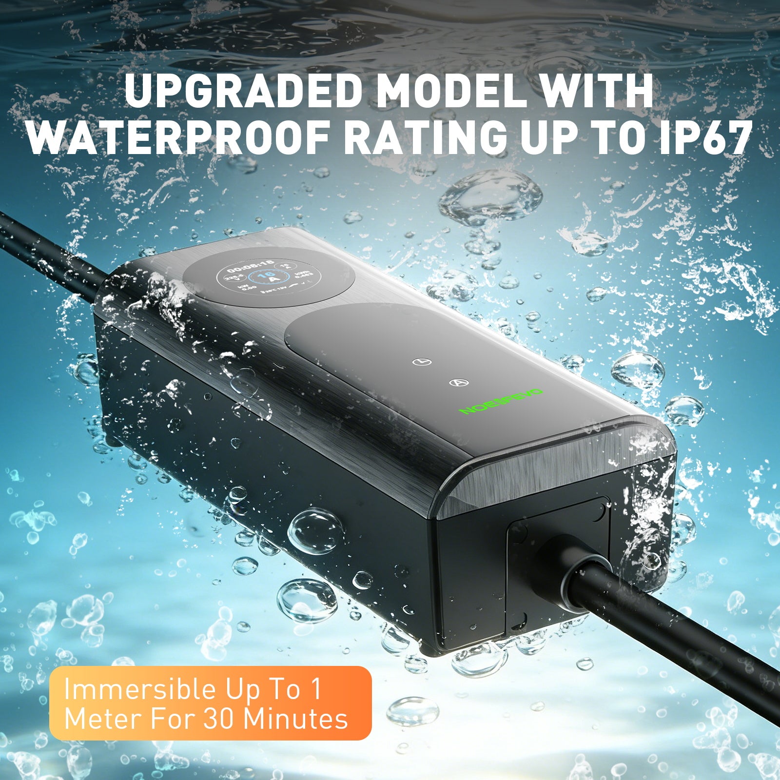 NOEIFEVO CY01 Type 2 ladekabel Schuko 220V, 3,7kW mobil wallbox med APP, 6-16A 1-faset ladekabel til elbil for alle EVs (IEC 62196-2) & PHEVs