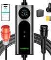 Noeifevo Type 2 Mobil EV Wallbox, 11KW 3-fase CEE16A Justerbar Ladeeffekt EV-lader, 5m/10m/15m EV-ladekabel for Model Y/3, ID.3/4/5, MG4, EX30, e-up, e-tron, Zoe og andre EV-er.
