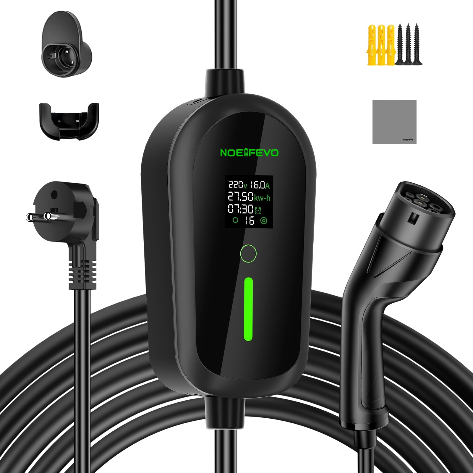 Noeifevo נייד  /סוג 1סוג 2 3.7KW 16A מטען EV,  כבל טעינה EV נייד עם Schuko, 5m / 10m/15m