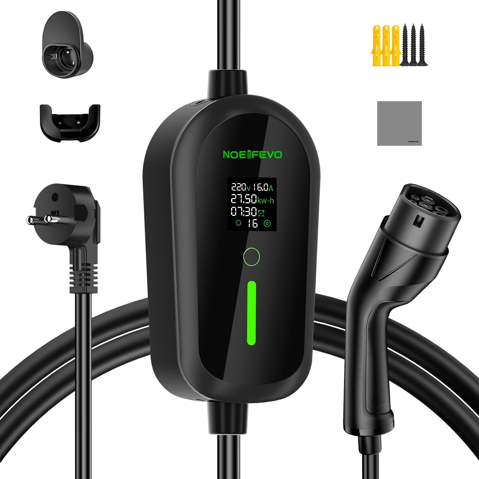 Noeifevo נייד  /סוג 1סוג 2 3.7KW 16A מטען EV,  כבל טעינה EV נייד עם Schuko, 5m / 10m/15m