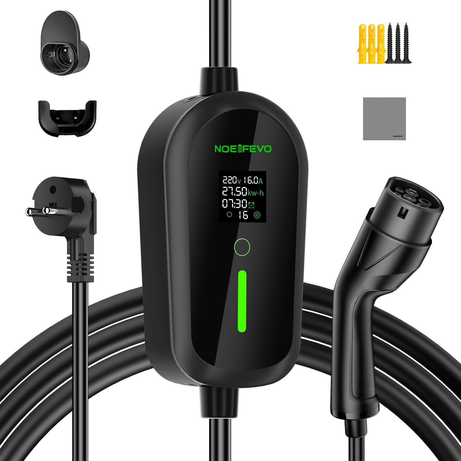 Noeifevo נייד  /סוג 1סוג 2 3.7KW 16A מטען EV,  כבל טעינה EV נייד עם Schuko, 5m / 10m/15m