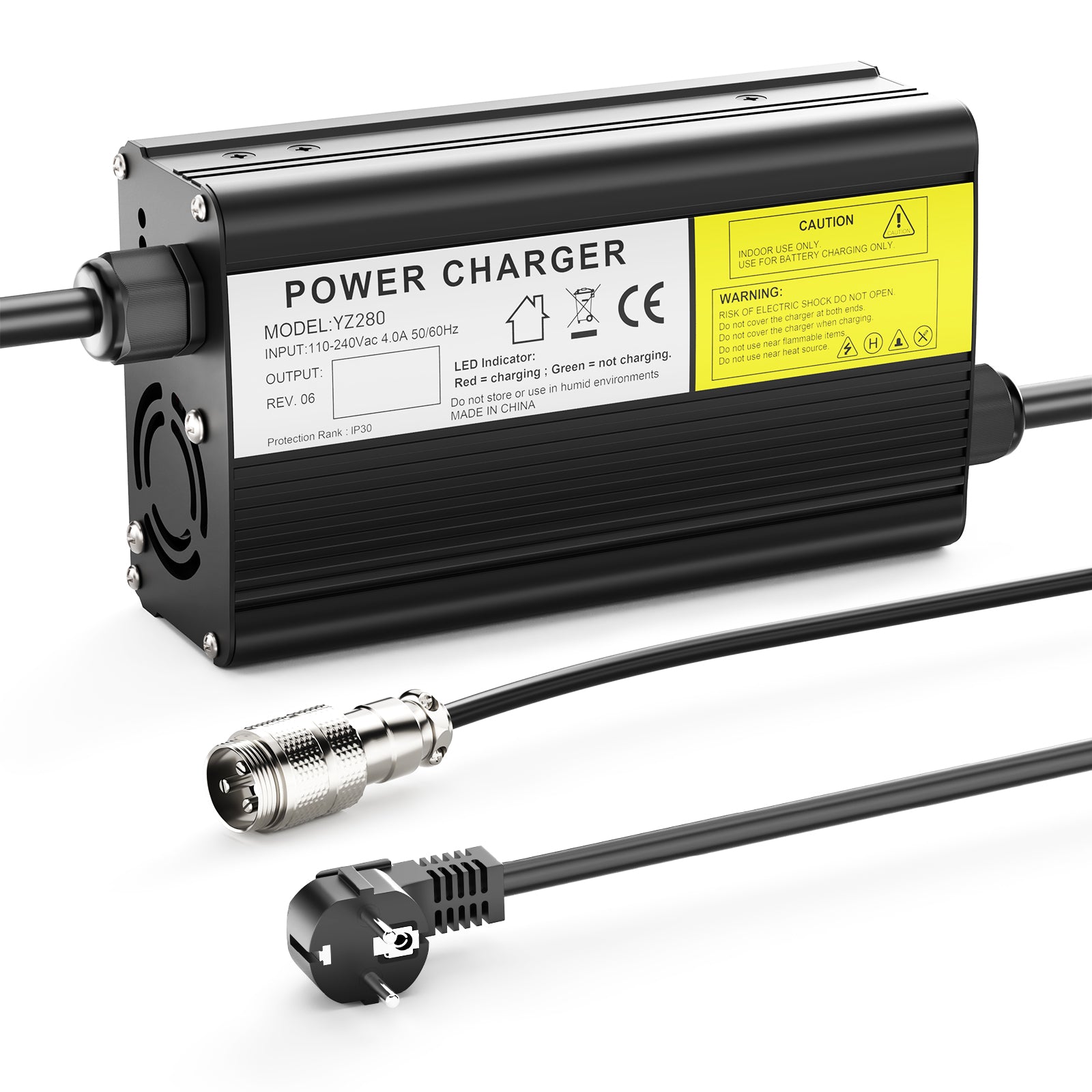 NOEIFEVO 96.6V 2.1A litiumbatterilader for 84V 85.1V 23S litiumbatteri, elsykkelscooter elektrisk enhet Motorsykkellader.