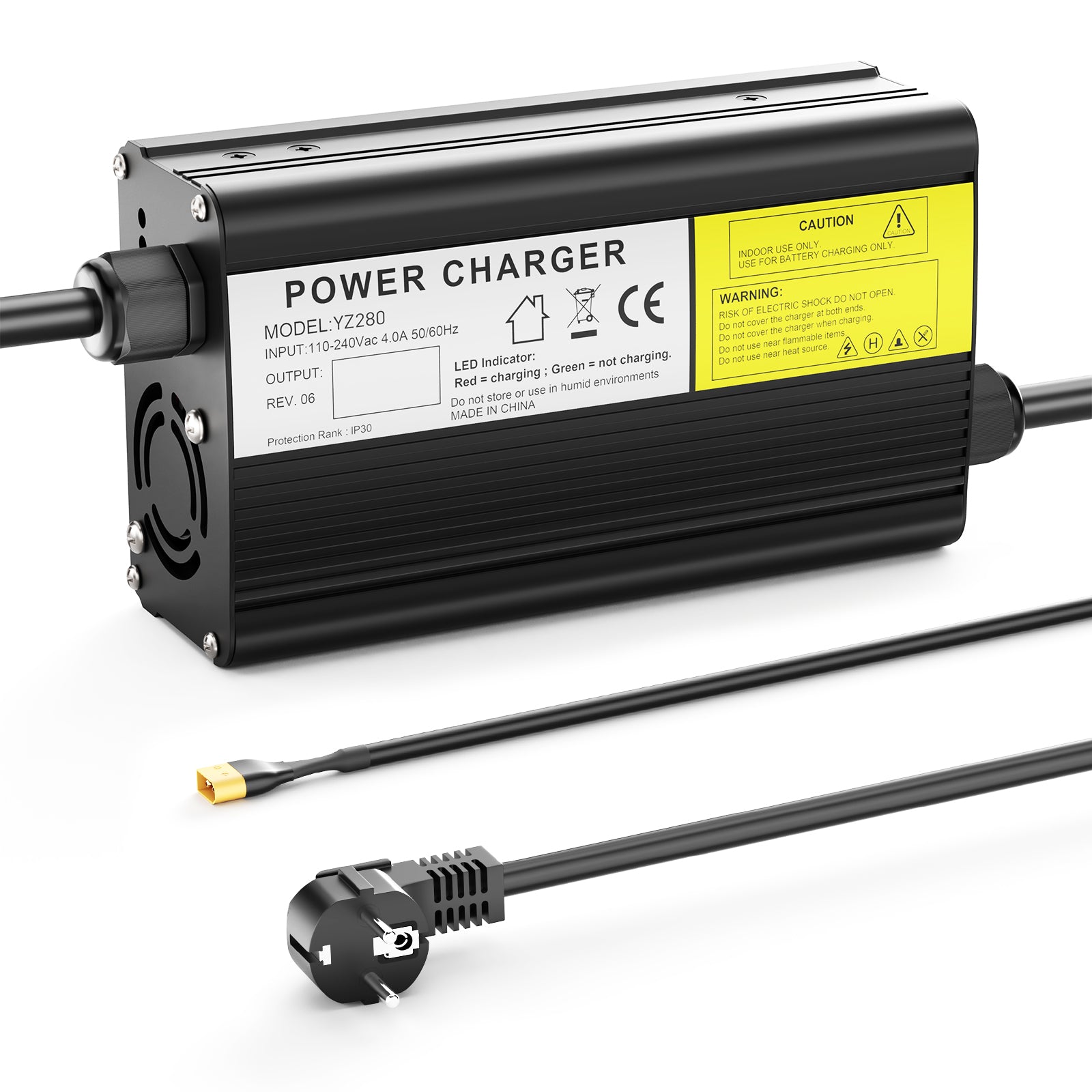NOEIFEVO 96.6V 2.1A litiumbatterilader for 84V 85.1V 23S litiumbatteri, elsykkelscooter elektrisk enhet Motorsykkellader.