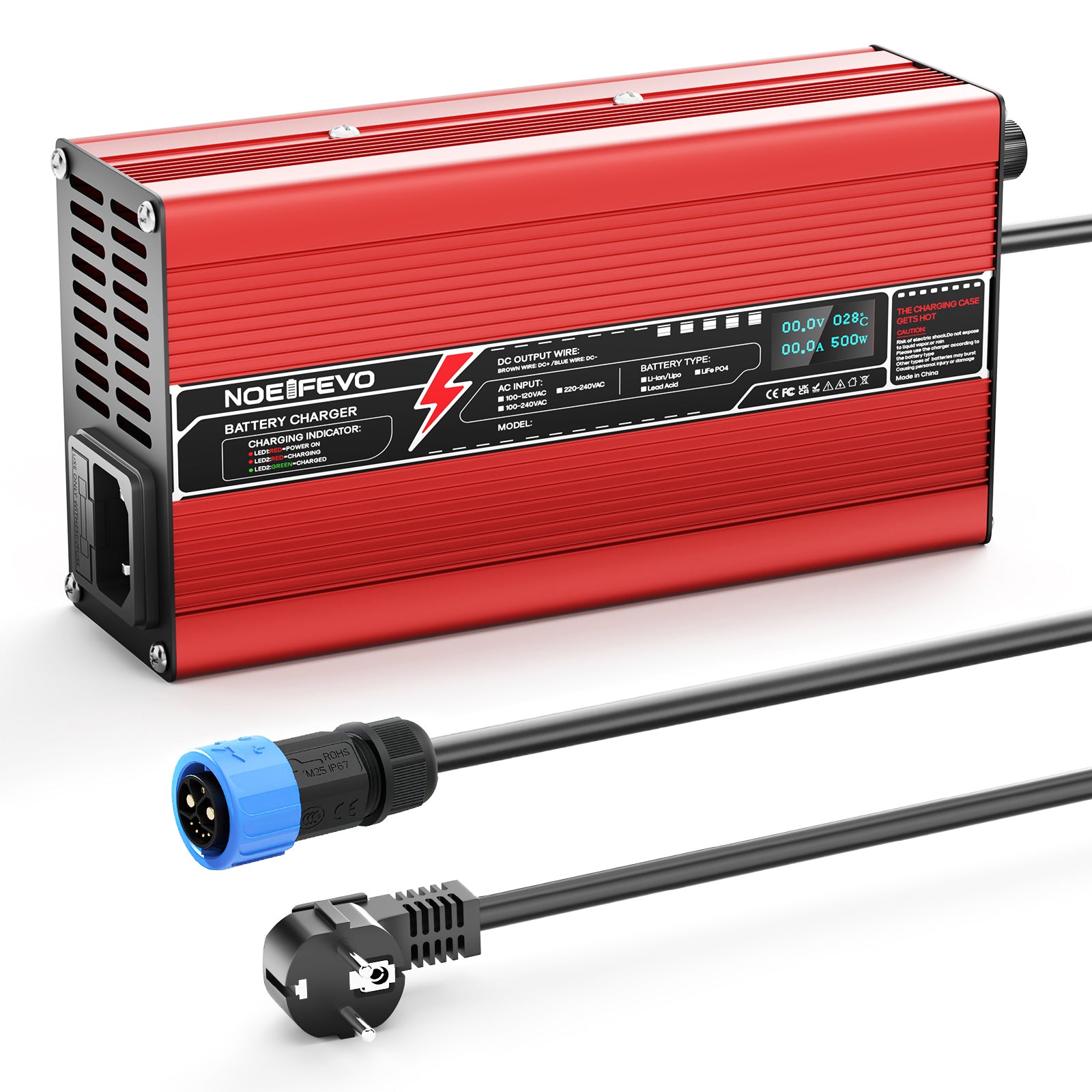 NOEIFEVO 63V 6A 15S Litiumakun Laturi, 15S 55.5V Li-Ion Akulle, LED-Näyttö, E-Sähköpyörille, Skoottereille, Veneille ja Autoille