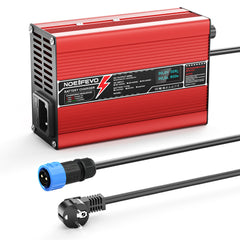 NOEIFEVO 32V 6A Lithium LiFePO4 batterilader, ladespenning 36,5V, med vifte, aluminiumhus, LCD-skjerm.