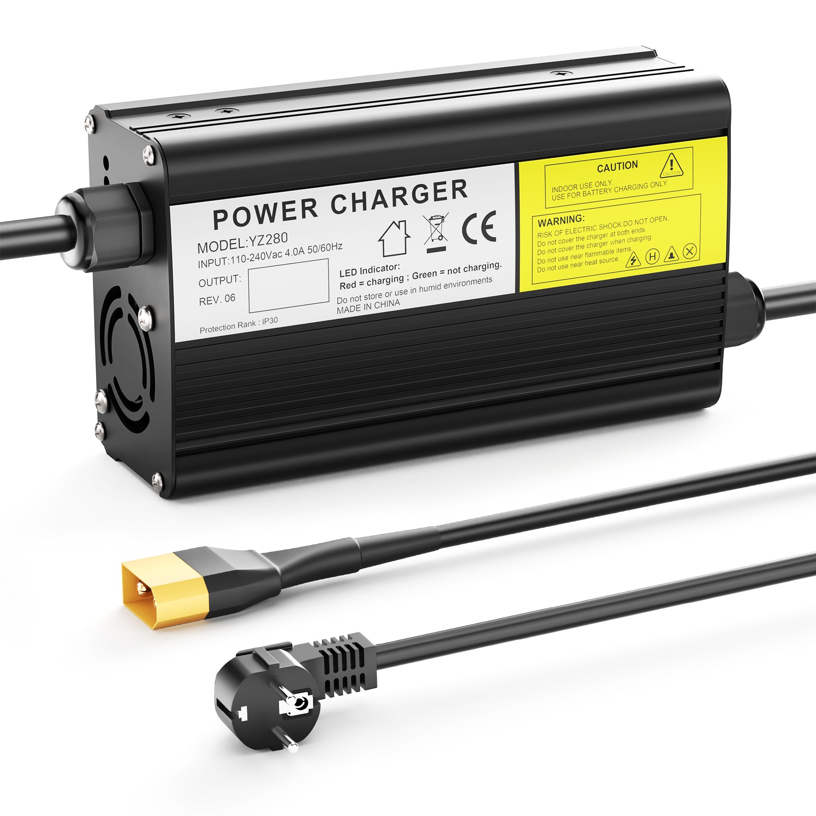 NOEIFEVO 96.6V 2.1A litiumbatterilader for 84V 85.1V 23S litiumbatteri, elsykkelscooter elektrisk enhet Motorsykkellader.