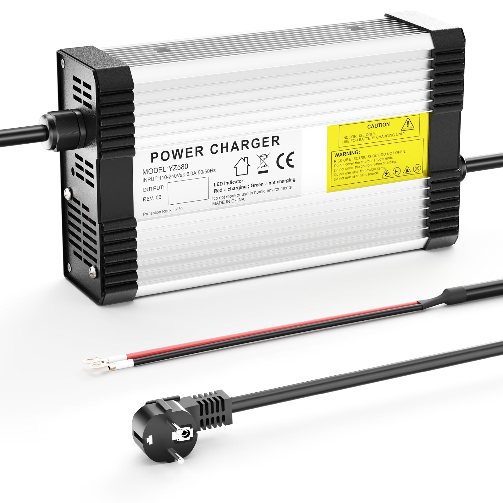 NOEIFEVO 13,8V-14,7V 20A blysyrebatterilader for 12V blysyrebatteri, med kjølevifte og automatisk avstenging.