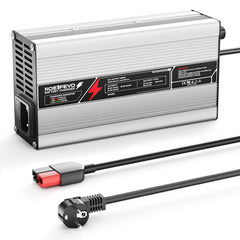 NOEIFEVO 16,8V 20A litiumbatterilader for 14,8V 4S batteri Auto Power Off Aluminiumsdeksel med vifte (sølv)