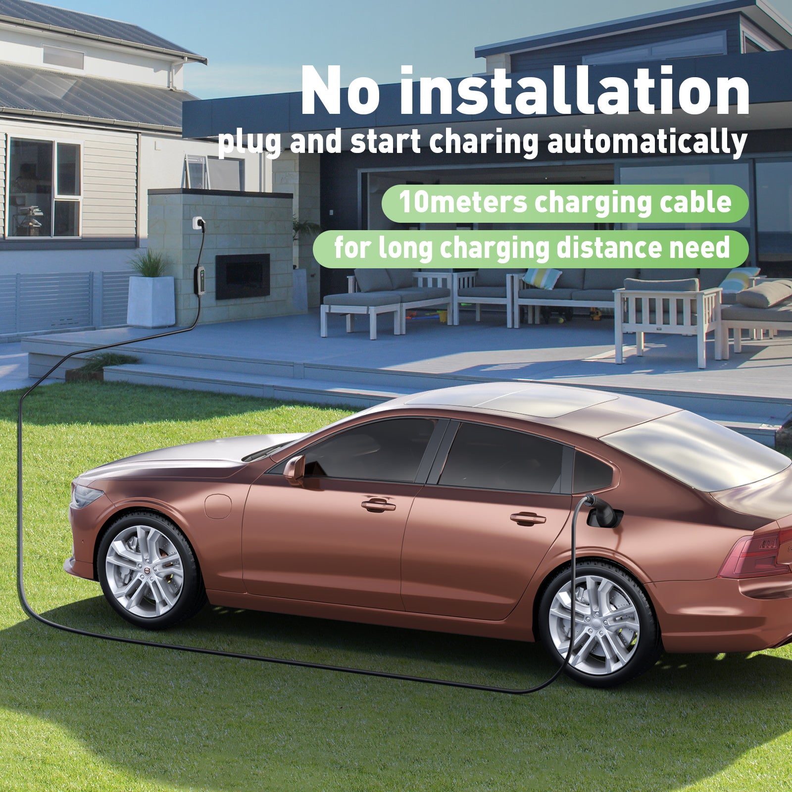 NOEIFEVO Type 2 3,5 kW EV-lader, mobil EV-ladekabel med Schuko, 5M/10M ladekabel, regntett, utendørs bruk