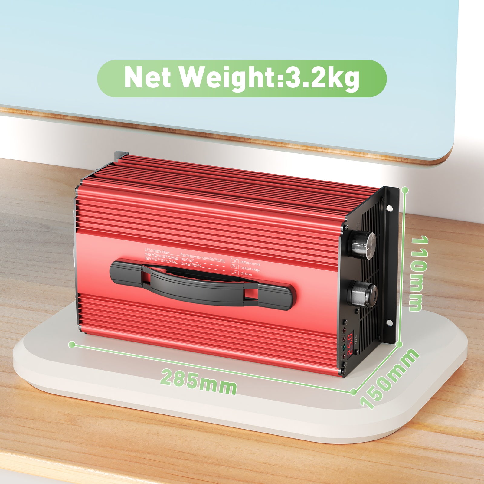 NOEIFEVO 67.2V 25A Caricabatterie per batterie al litio per batterie Li-Ion Lipo 59.2V (60V) 16S, con display LCD, corrente regolabile, caricabatterie per biciclette elettriche, monopattini, motociclette elettriche